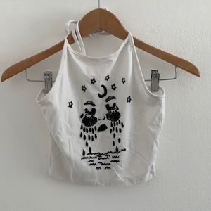 White graphic Brandy Melville halter top!